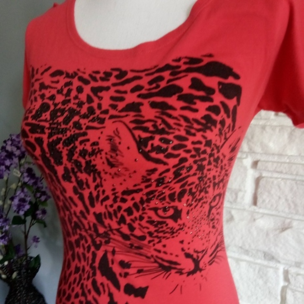 Yom Yom Beaded Cheetah Top - Size Small